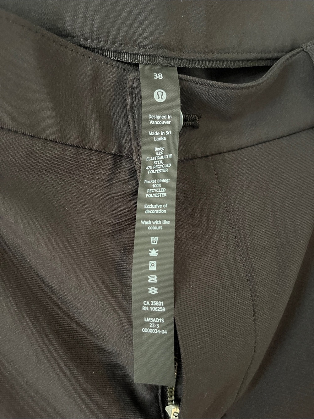 lululemon athletica Men's Black Dress Pants with Stretch Waistband